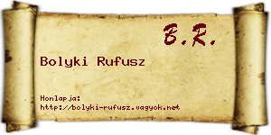 Bolyki Rufusz névjegykártya